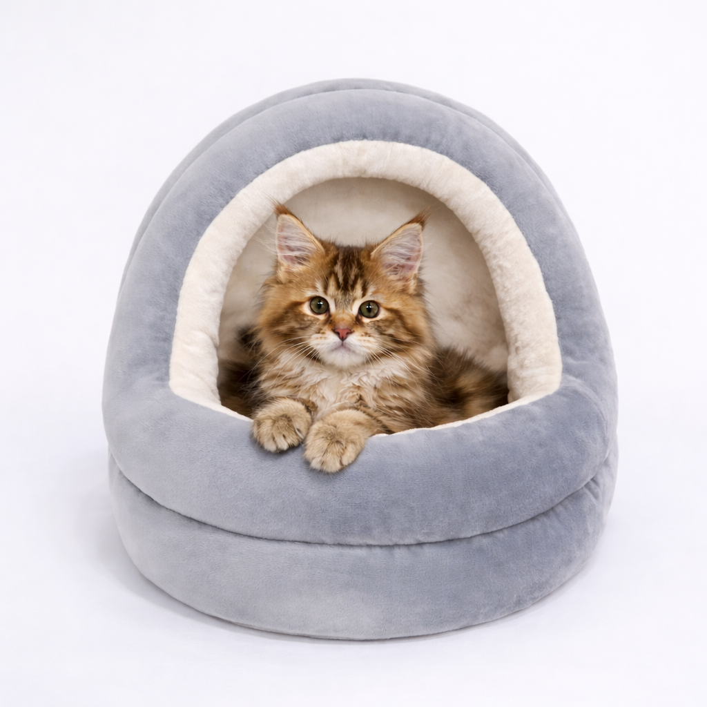 Plush Cat & Small Dog House Bed
