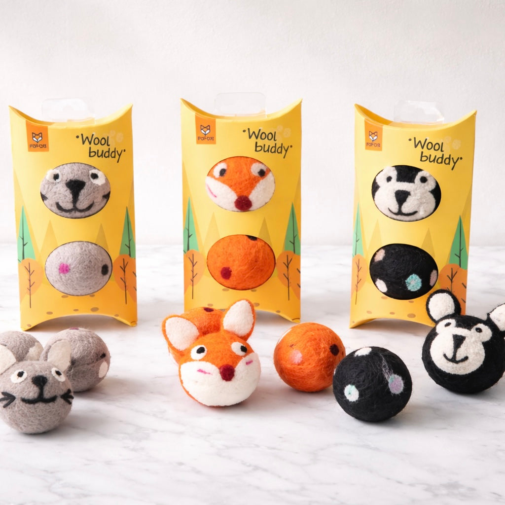 Interactive Felt Cat Toy Ball with Bell