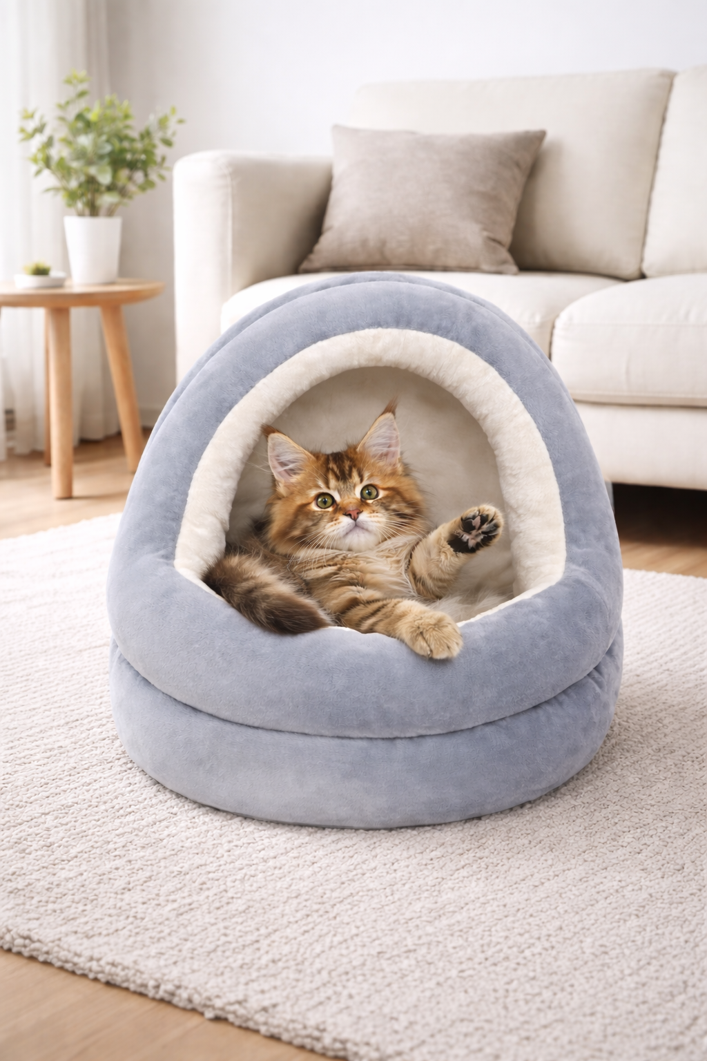 Plush Cat & Small Dog House Bed