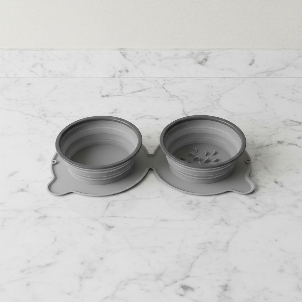 Portable Foldable Double Pet Bowl